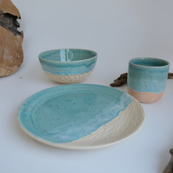 Beach breakfast set (plate + bowl + cup)