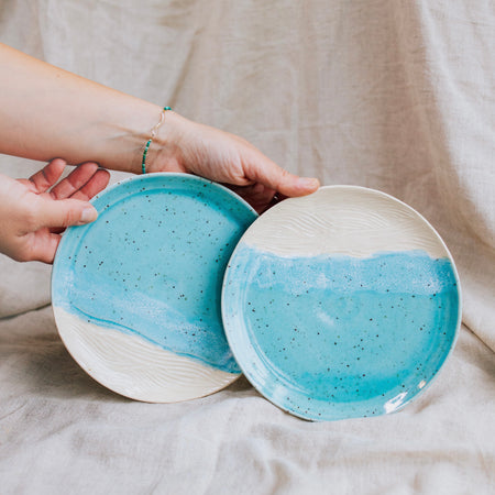 Coastal-inspired handmade ceramic plate