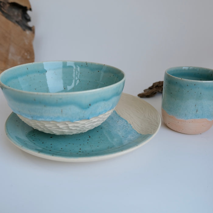 Beach breakfast set (plate + bowl + cup)
