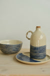 Deep Blue bowl, plate and olive oil bottle set