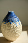 Deep Blue vase – side view of the carved texture