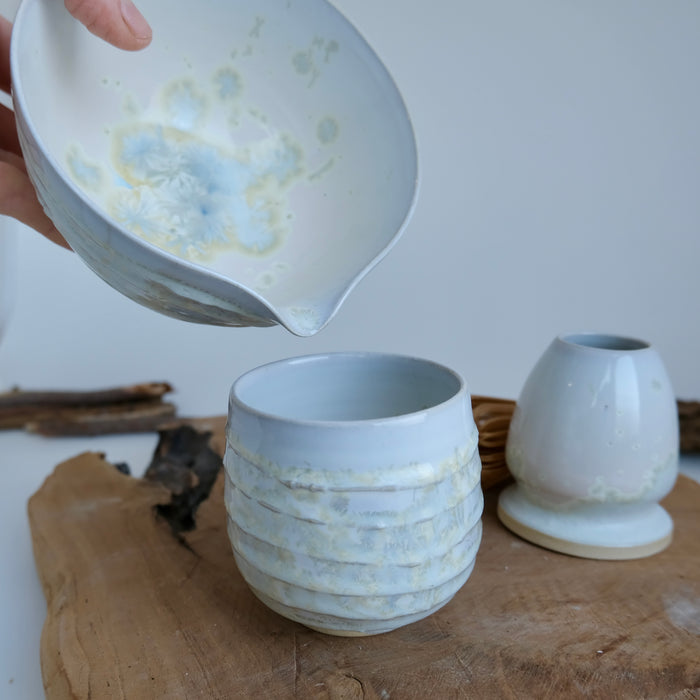 Crystalline matcha set (bowl + cup + holder) - seconds